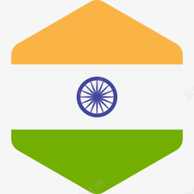 印度国际国旗2六边形图标图标