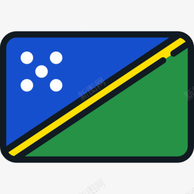 所罗门群岛旗帜系列4圆形矩形图标图标