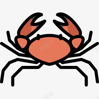 螃蟹动物25线形颜色图标图标