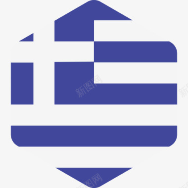 希腊国际国旗2六边形图标图标