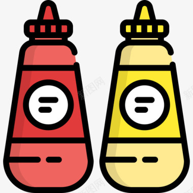 酱汁食品和餐厅9线性颜色图标图标