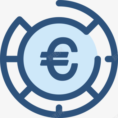欧元货币元素2蓝色图标图标