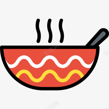 汤食物和饮料16线性颜色图标图标