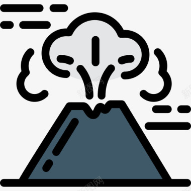 火山景观15线性颜色图标图标