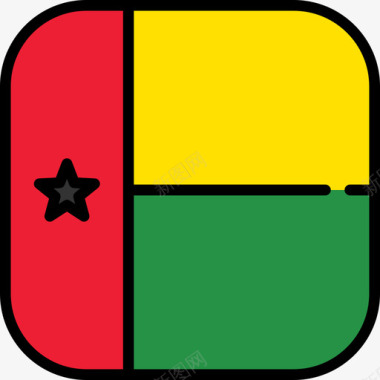 几内亚比绍国旗收藏6圆形广场图标图标
