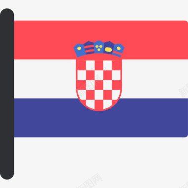 克罗地亚国际国旗5桅杆图标图标