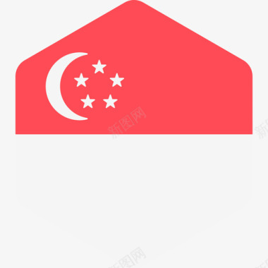 新加坡国际国旗2六边形图标图标