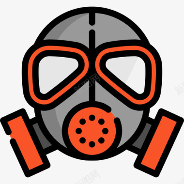 防毒面具消防3线性颜色图标图标