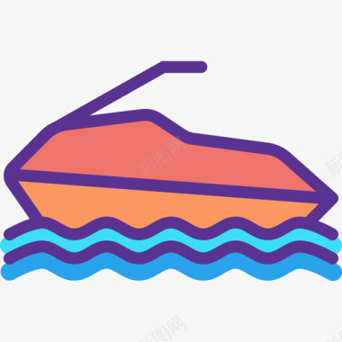 摩托艇运动型22线性颜色图标图标