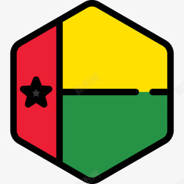 几内亚比绍旗帜收藏5六边形图标图标