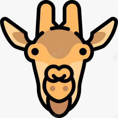 长颈鹿动物25线性颜色图标图标