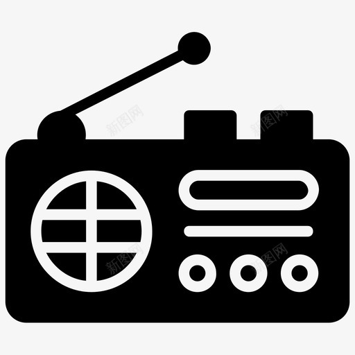 收音机音乐收音机新闻广播图标svg_新图网 https://ixintu.com 收音机 新闻广播 无线电报 社交媒体字形图标 输出设备 音乐收音机