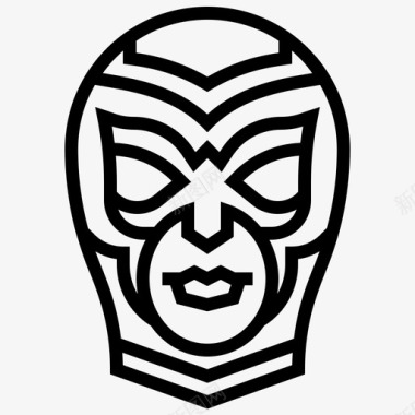 摔跤面具头部墨西哥图标图标