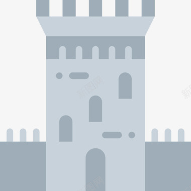 塔楼中世纪3平顶图标图标