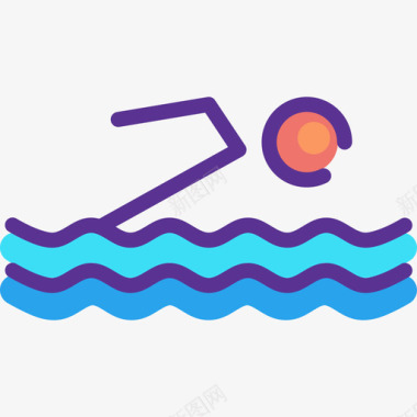 游泳池运动22线性颜色图标图标