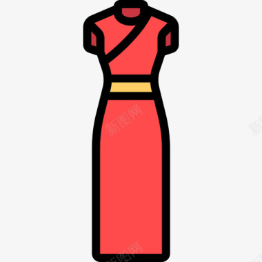 中式连衣裙瓷器5直线颜色图标图标