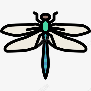 蜻蜓动物25线形颜色图标图标