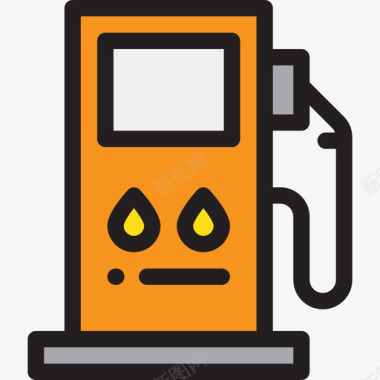 加油站能源9线性颜色图标图标