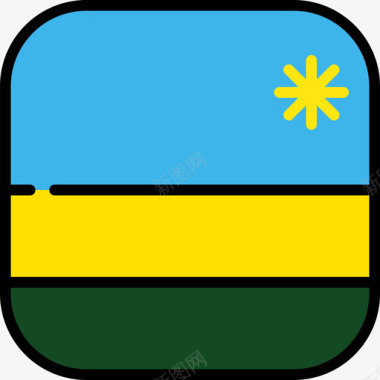 卢旺达旗帜收藏6圆形广场图标图标