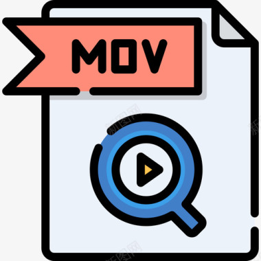 Mov文件文件夹5线性颜色图标图标