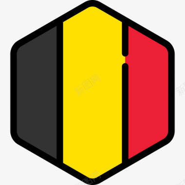 比利时旗帜系列5六边形图标图标