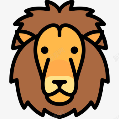 狮子动物25线性颜色图标图标