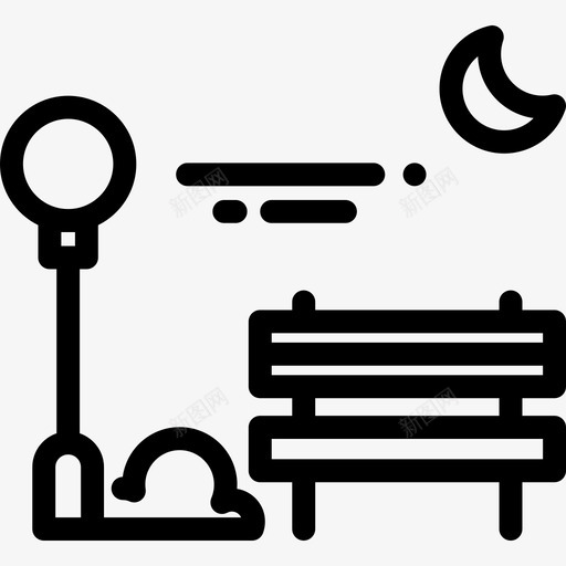 长凳城市元素8线性图标svg_新图网 https://ixintu.com 城市元素8 线性 长凳