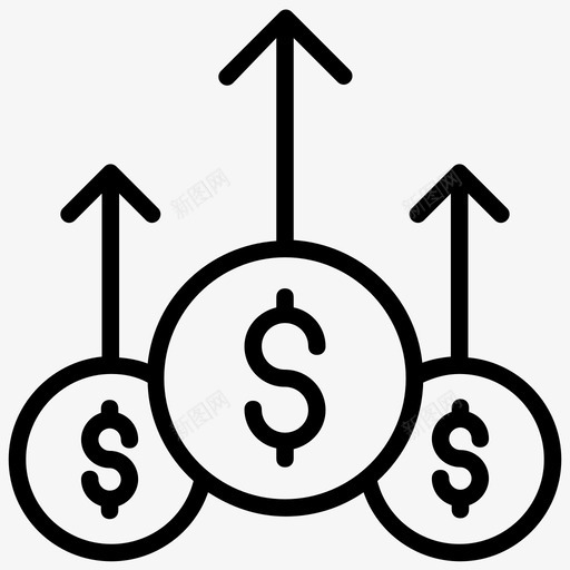 美元增加货币增加多拉增加图标svg_新图网 https://ixintu.com 多拉增加 市场增长 美元增加 美元汇率 营销战略线图标 财务增加 货币增加