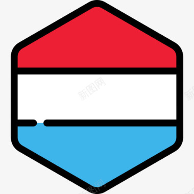 卢森堡旗帜系列5六边形图标图标