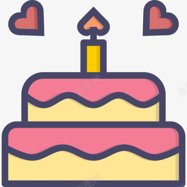 生日蛋糕情人节2线性颜色图标图标