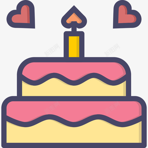 生日蛋糕情人节2线性颜色图标svg_新图网 https://ixintu.com 情人节2 生日蛋糕 线性颜色