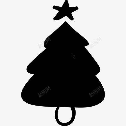 圣诞树装饰有星星手绘圣诞图标svg_新图网 https://ixintu.com 圣诞树装饰有星星 手绘圣诞