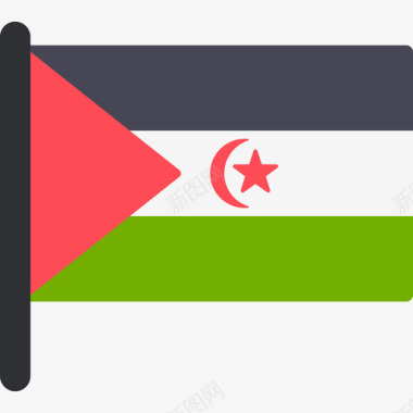 撒哈拉民主共和国国际旗帜5桅杆图标图标