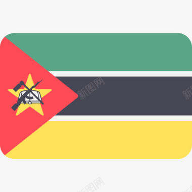 莫桑比克国际国旗6圆形矩形图标图标
