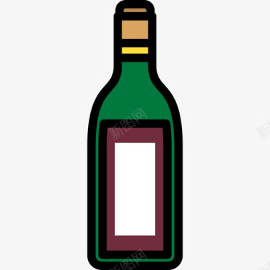 葡萄酒食品和饮料16线性颜色图标图标
