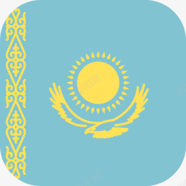 哈萨克斯坦国际国旗3圆形方形图标图标