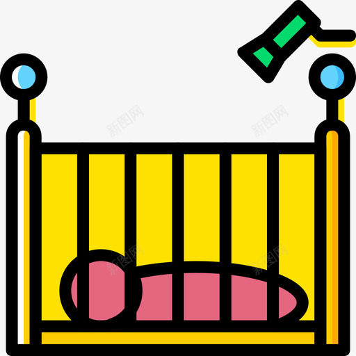 婴儿床婴儿14黄色图标svg_新图网 https://ixintu.com 婴儿14 婴儿床 黄色