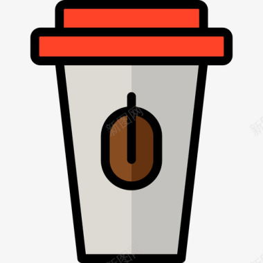 纸杯咖啡和早餐3线性颜色图标图标