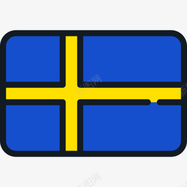 瑞典旗帜系列4圆角矩形图标图标