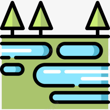 沼泽景观19线性颜色图标图标