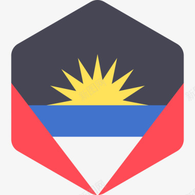 安提瓜和巴布达国际旗帜2六边形图标图标