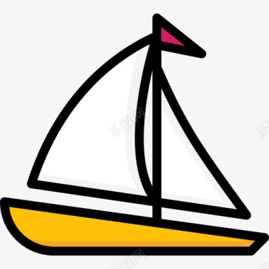 帆船运输19线型颜色图标图标
