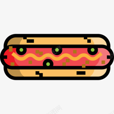 热狗食物和餐厅3线性颜色图标图标