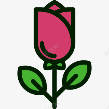 玫瑰花3线形颜色图标图标