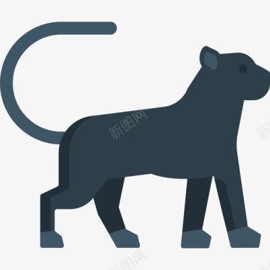 黑豹动物27扁平图标图标
