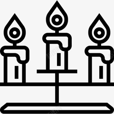 蜡烛婚礼元素直线型图标图标