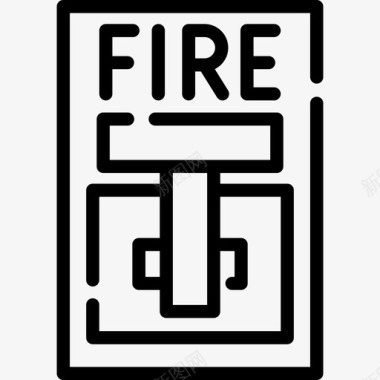 火灾报警消防线性图标图标