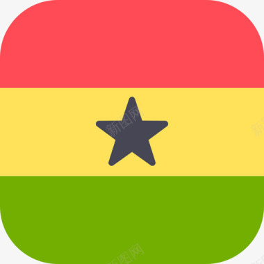 加纳国际国旗3圆形方形图标图标