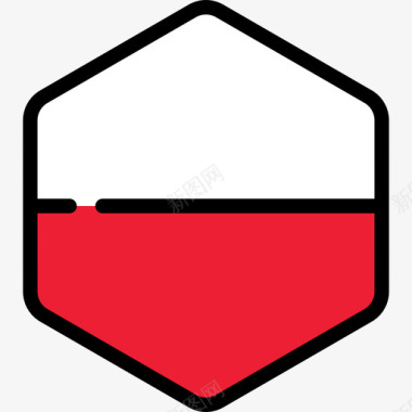波兰共和国国旗系列5六边形图标图标