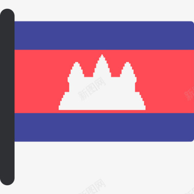 柬埔寨国际国旗5桅杆图标图标